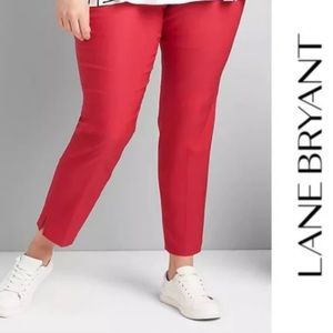 Lane Bryant Dress Pants Crop Ankle Length Red Straight Leg Stretchy Plus Size 28